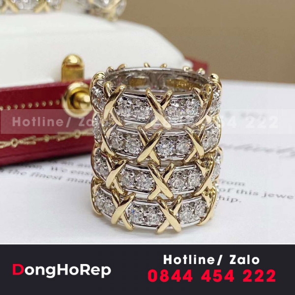 Nhẫn tiffany vàng 18k kim cương
