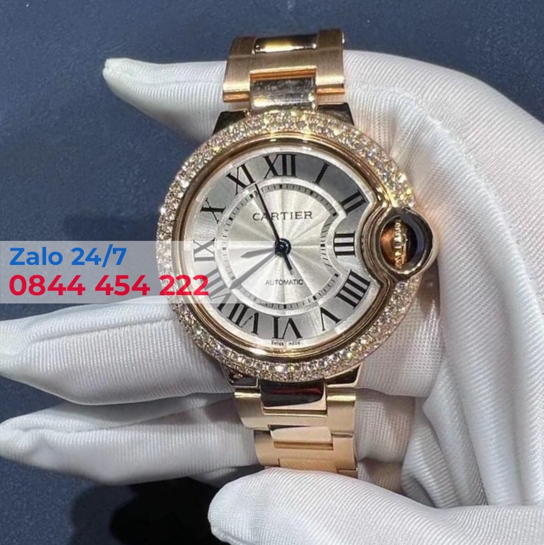  Đồng Hồ Cartier Ballon Bleu de Cartier watch 33 mm Chế Tác Vàng Khối 
