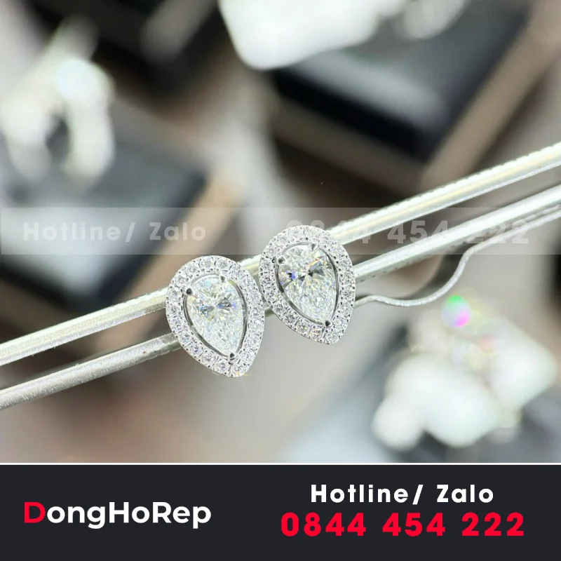 Bông Tai Pear Lab-Grown Diamond Halo Set Stud Earrings