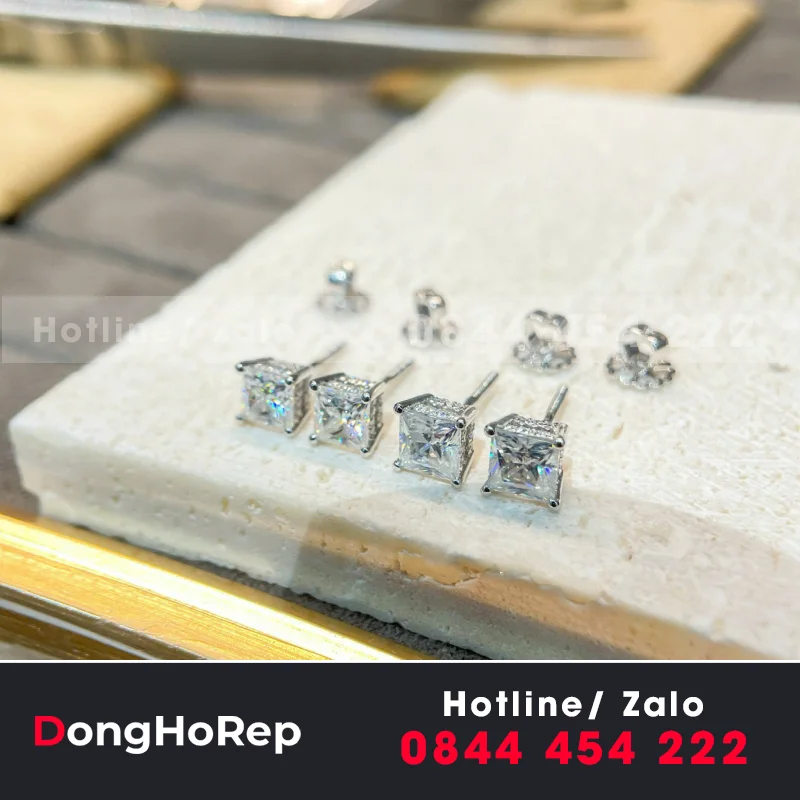 Bông Tai Vàng Trắng Moissanite