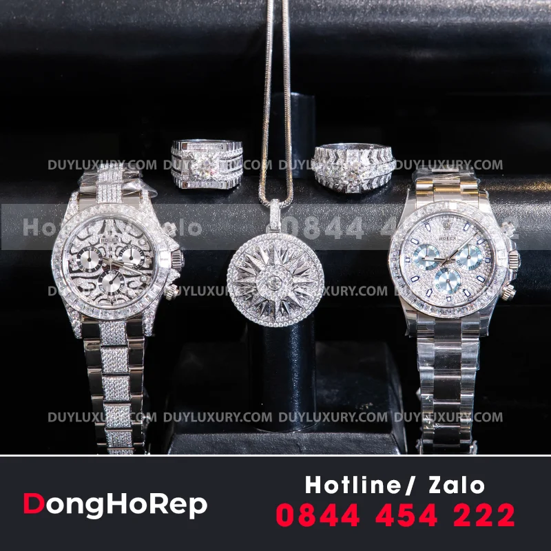 Combo Đồng Hồ + Vòng Cổ + Nhẫn Moissanite 1