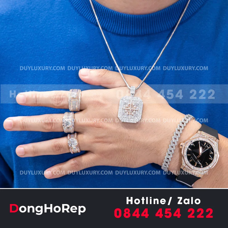 Combo Đồng Hồ + Vòng Cổ + Nhẫn Moissanite