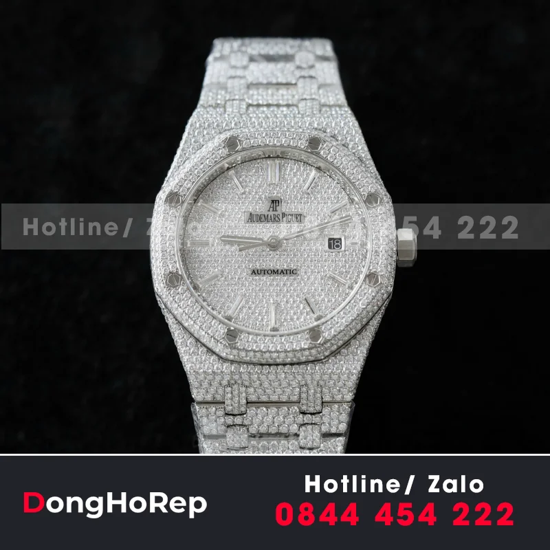 Đồng Hồ Audemars Piguet 15400 Chế Tác Full Kim Cương Moissanite Hong Kong 41mm