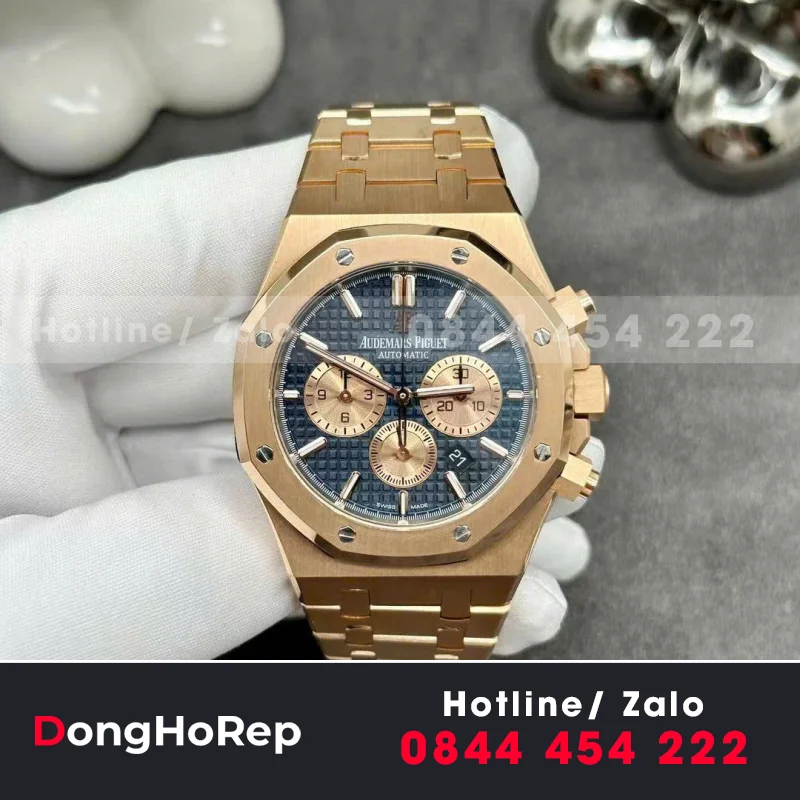 Đồng Hồ Audemars Piguet Royal Oak 26331 Chế Tác Vàng Hồng 18k Blue Dial 41mm