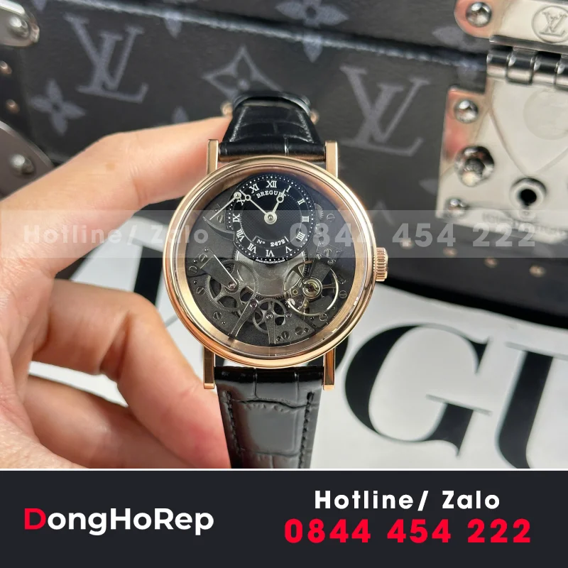 Đồng Hồ Breguet Tradition 7057 Replica Cao Cấp Dây Da Đen Viền Vàng Nhà Máy ZF 40mm