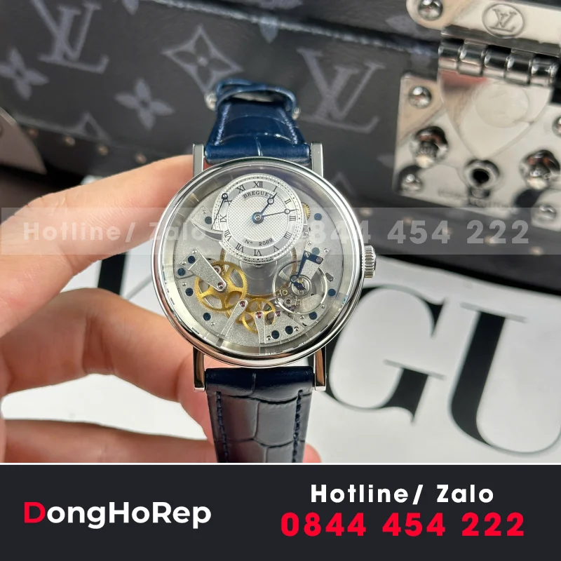Đồng Hồ Breguet Tradition 7057 Replica Cao Cấp Dây Da Xanh Dương Nhà Máy ZF 40mm