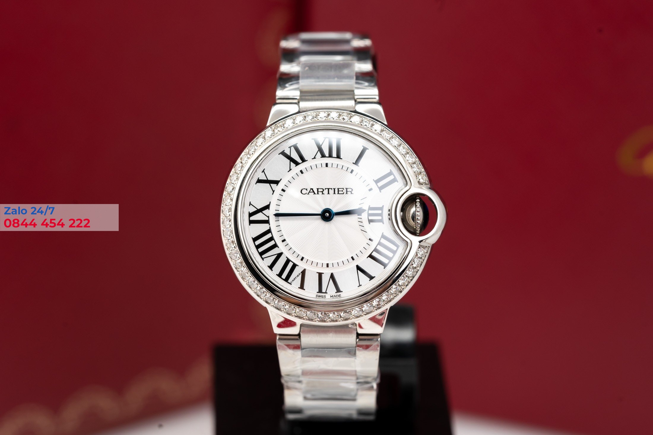 Đồng Hồ Cartier Ballon Bleu De Cartier W4BB0023 Rep 11 viền Kim Cương Moissanite