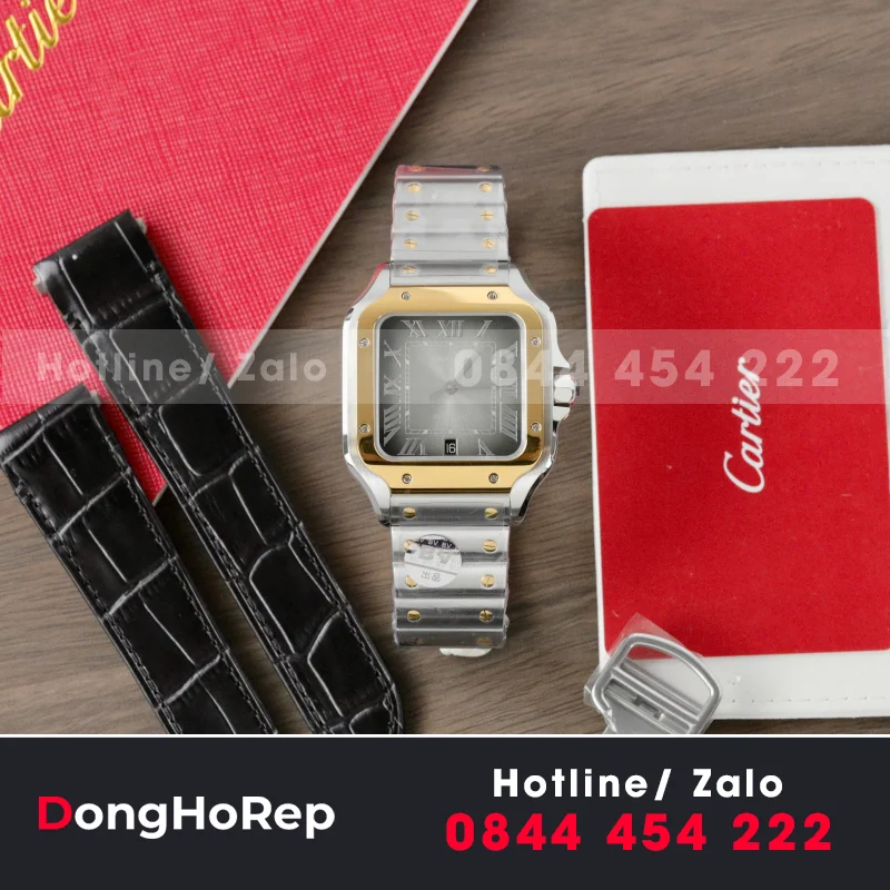 Đồng Hồ Cartier Santos Replica 1:1 Nữ Màu Demi Nhà Máy BV 39.8mm