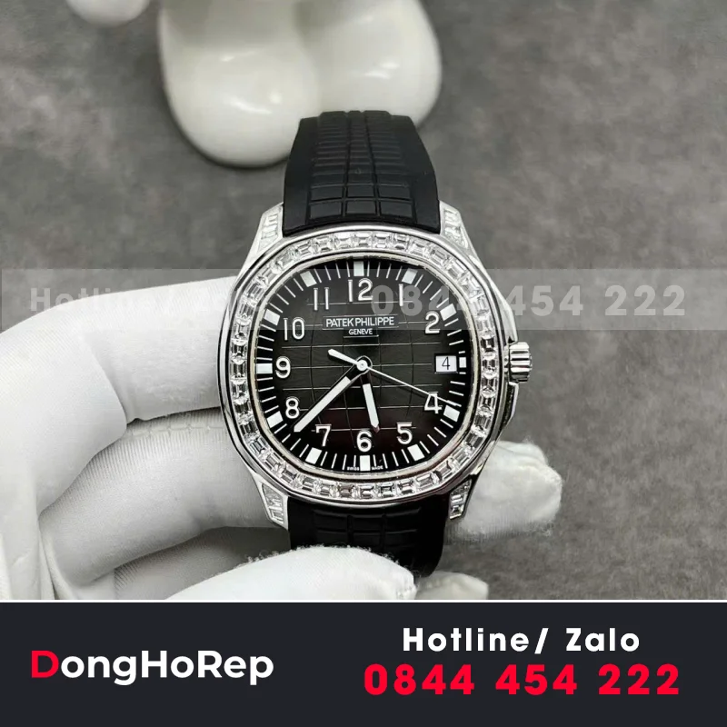 Đồng Hồ Chế Tác Patek Philippe Aquanaut 5167 Vàng Trăng 18k Kim Cương Thiên Nhiên Chuẩn Auth 40mm
