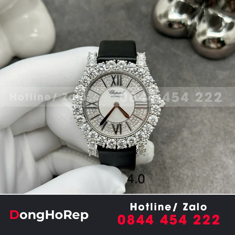 Đồng Hồ Chopard Chế Tác Vàng Trắng 18k Kim Cương Thiên Nhiên 34mm