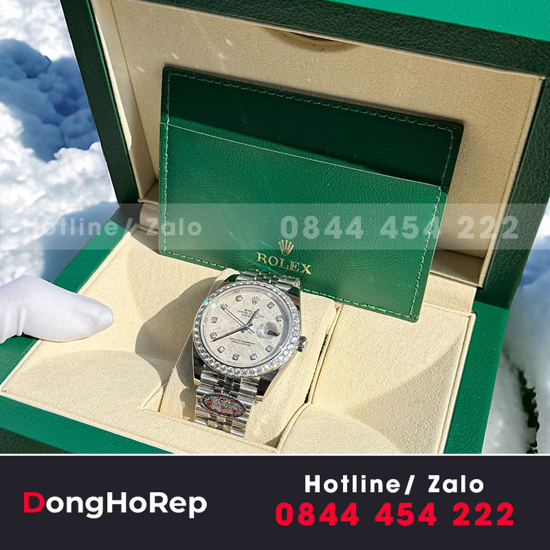 Đồng hồ datejust 36-41mm độ mặt thiên thạch viền moissanite 