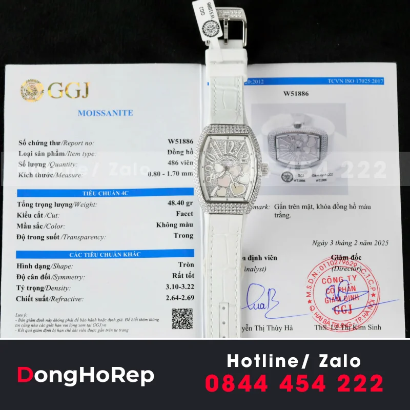 Đồng Hồ Franck Muller V32 Vanguard Lady Heart Chế Tác Đính Kim Cương Nhân Tạo 36mm