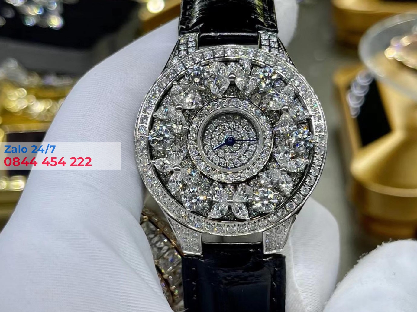 Đồng Hồ Graff Chế Tác Vàng Trắng 18k Nguyên Khối Kim Cương Tự Nhiên