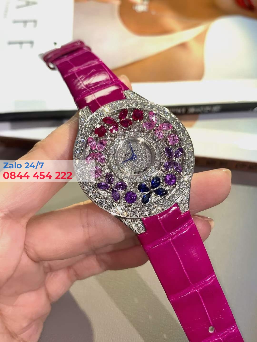 Đồng Hồ Graff Disco ButterFly Mặt Số Kim Cương Họa Tiết Kim Cương Và Rubi Replica