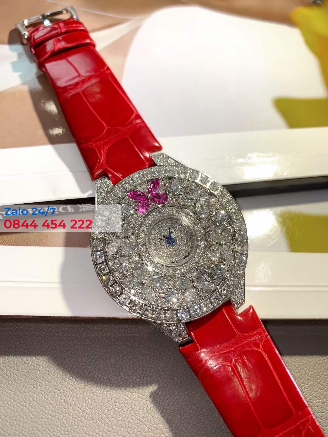 Đồng Hồ Graff Disco ButterFly Mặt Số Kim Cương Họa Tiết Kim Cương Và Rubi Siêu Cấp 