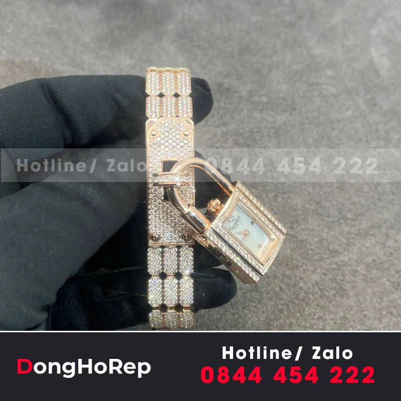 Đồng Hồ Hermes Chế Tác Vàng Khối 18k Full Kim Cương Thiên Nhiên