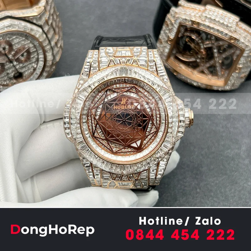 Đồng Hồ Hublot Big Bang Sang Bleu Vàng 18K Kim Cương Thiên Nhiên 44mm