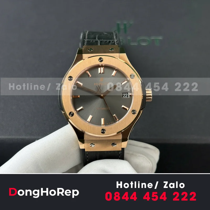 Đồng Hồ Hublot Classic Fusion King Gold Gray Replica 1:1 Nhà Máy JJF 38mm
