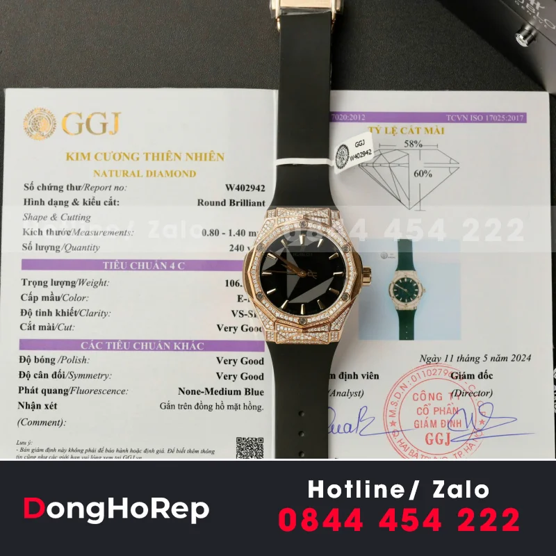 Đồng Hồ Hublot Orlinski King Gold Đính Full Kim Cương Tự Nhiên Replica 11 40mm