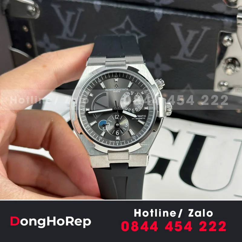 Đồng Hồ Nam Vacheron Constantin Replica 11 Overseas Dual Time 47450 Màu Xám Nhà Máy 9F 42mm