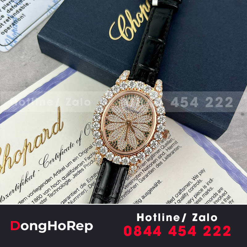 Đồng hồ nữ chopard độ kim cương moissanite