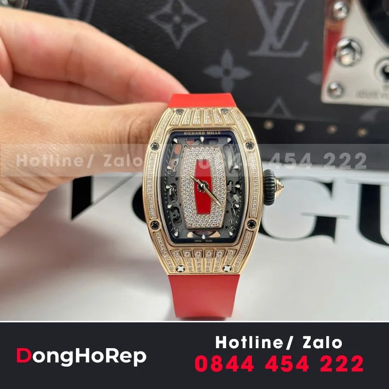 Đồng Hồ Nữ Richard Mille RM07-01 Chế Tác Vỏ Carbon Màu Đỏ 32x46mm