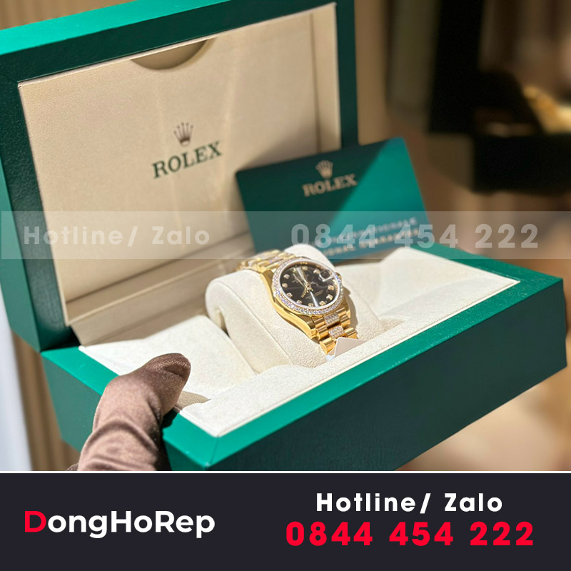 Đồng Hồ Nữ Rolex Datejust Rep 1 1 Bọc Vàng Độ Kim Moissanitte