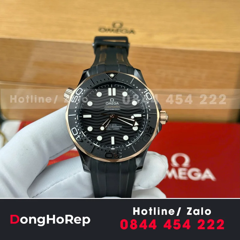 Đồng Hồ Omega Seamaster Diver 300M Replica 1:1 Mặt Số Đen viền gốm Ceramic VSF 42mm