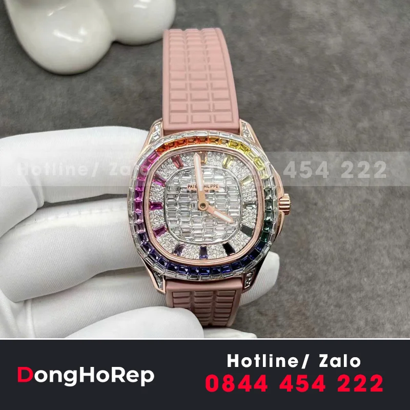 Đồng Hồ Patek Philippe Aquanaut 5062 Bọc Vàng Hồng 18k Rainbow Benzel 35.6mm