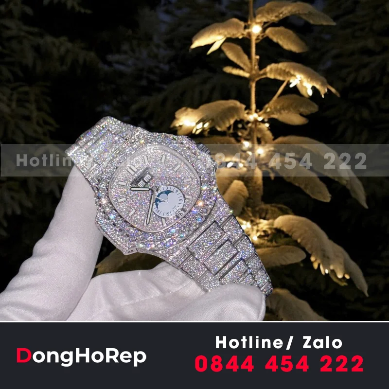 Đồng Hồ Patek Philippe Nautilus 5719 Đính Full Kim Cương Nhân Tạo Moissanite 40mm