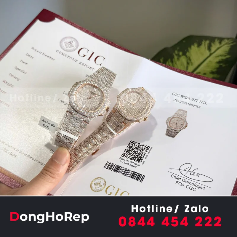 Đồng Hồ Patek Philippe Nautilus 7118 Chế Tác Bọc Vàng + Đính Kim Cương Moissanite 35.2mm