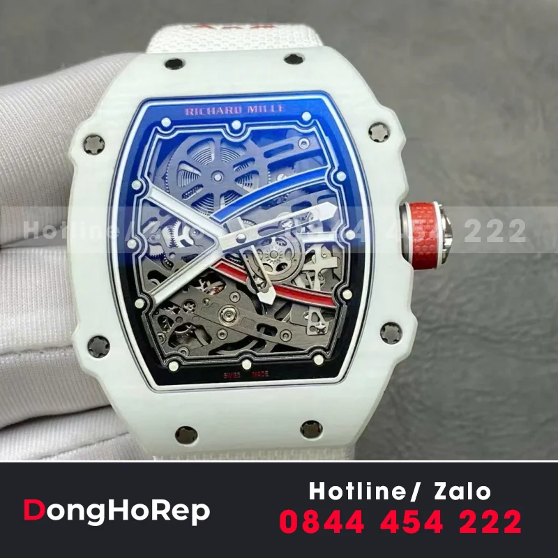 Đồng Hồ Richard Mille Chế Tác RM67-02 Vỏ Carbon Màu Trắng Siêu Nhẹ Trọng Lượng 37 Grams 38.7×47.52mm