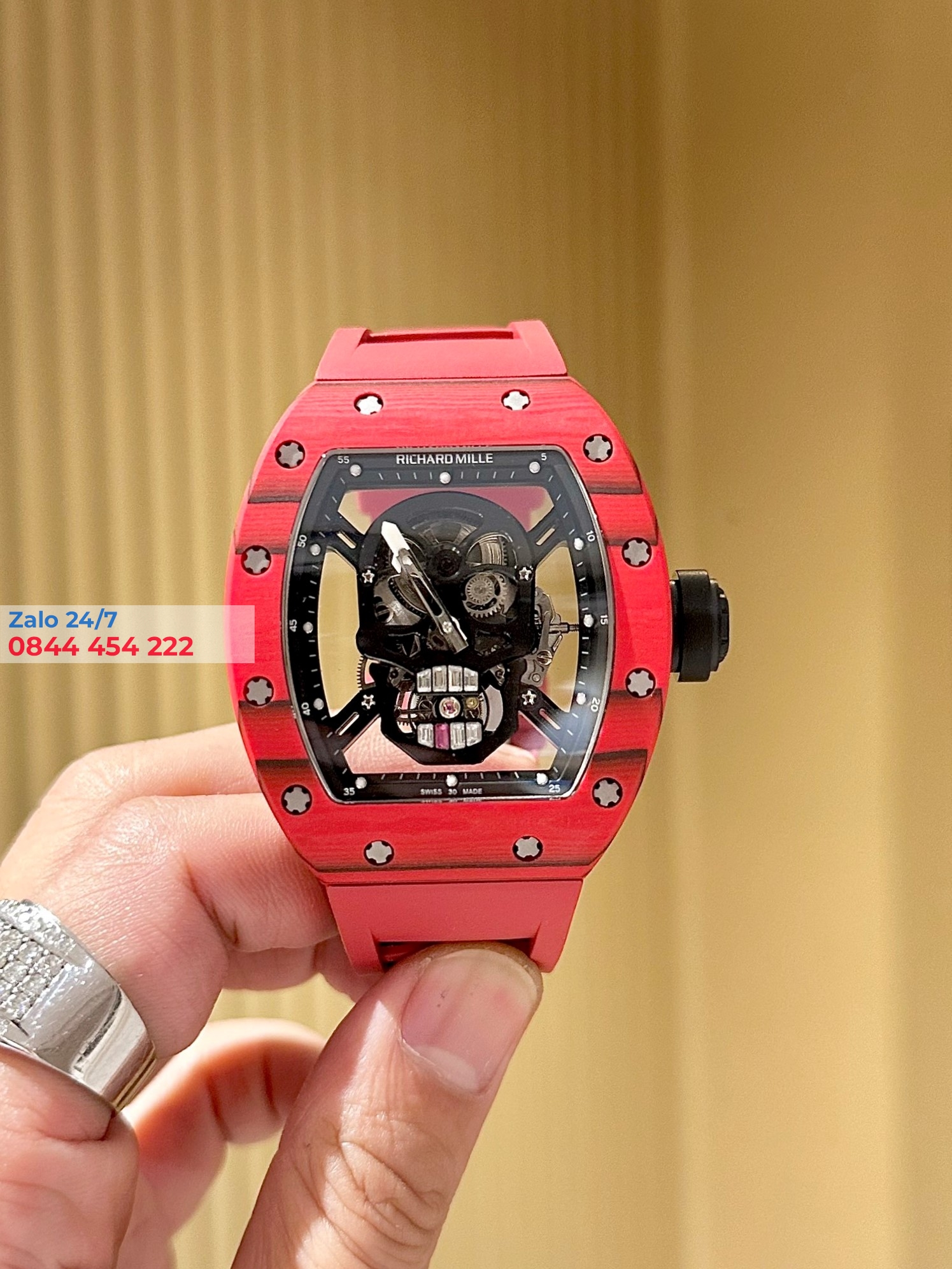 Đồng Hồ Richard Mille RM052 Red Forged Carbon Black Skull Dial REP 1-1 CAO CẤP