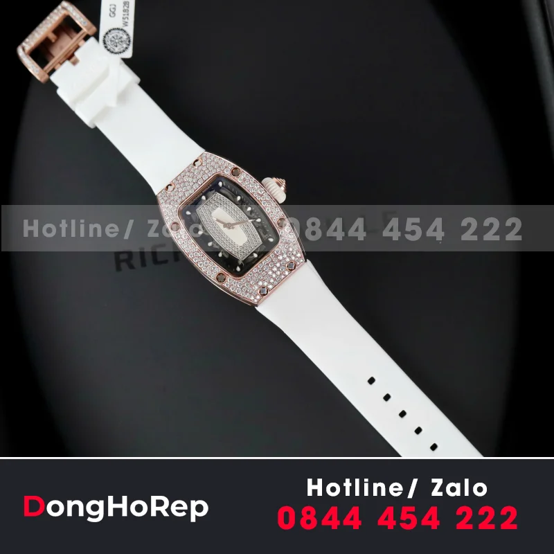 Đồng Hồ Richard Mille RM07-01 Nữ Đính Đá Dây Cao Su Màu Trắng Nhà Máy ZF 36mm