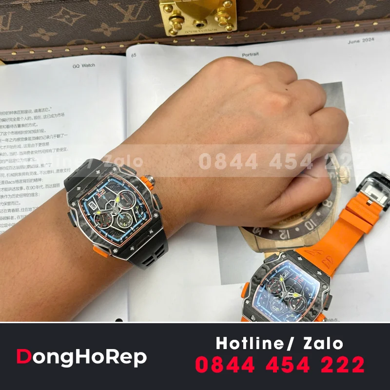 Đồng Hồ Richard Mille RM65-01 Chế Tác Vỏ Carbon Dây Cao Su Đen 44,5×49,9mm