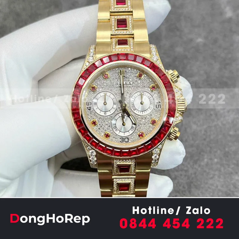 Đồng Hồ Rolex Chế Tác Daytona 126598TRU Vàng 18K Nguyên Khối + Ruby + Kim Cương Tự Nhiên 40mm