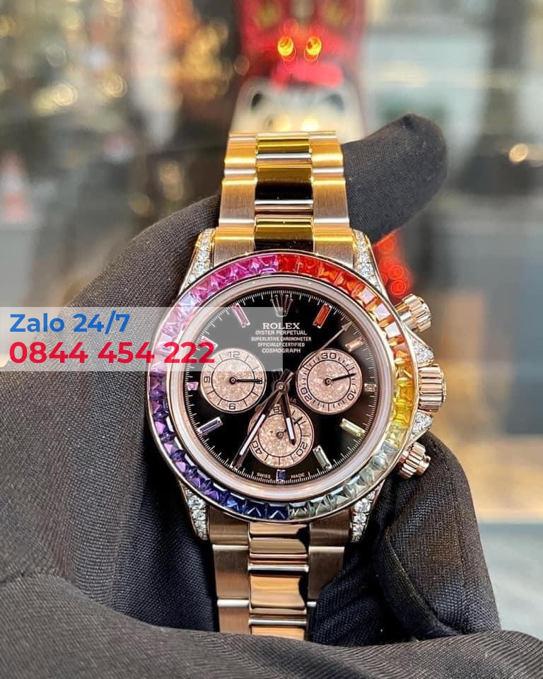 Đồng Hồ Rolex Cosmograph Daytona 116595RBOW Mặt Số Đen Vàng Khối 18K