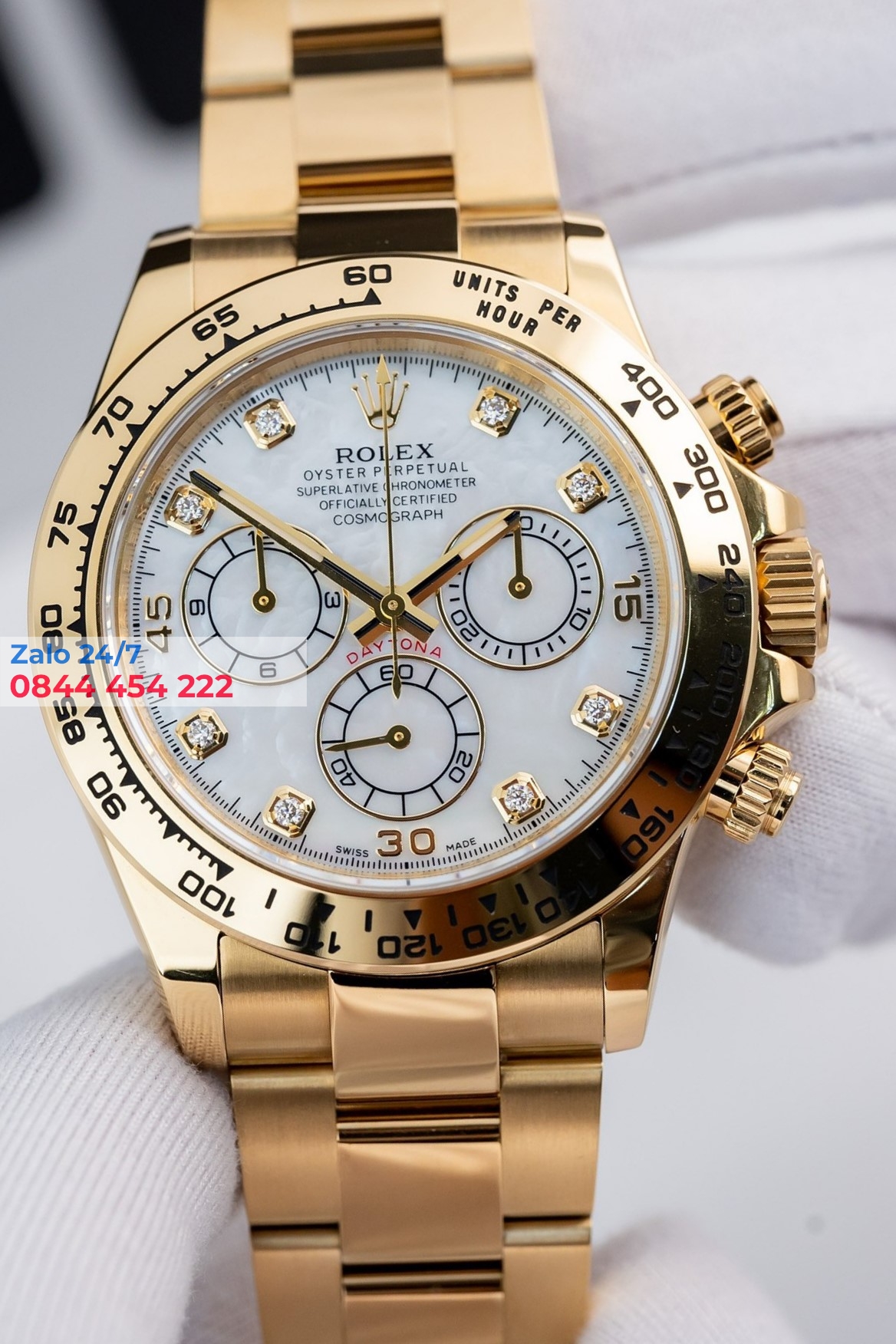 Đồng Hồ Rolex Cosmograph Daytona 116508 Mặt Số Vỏ Trai Trắng