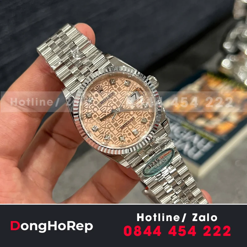 Đồng Hồ Rolex DateJust 126234 Mặt Số Vi Tính Màu Hồng Chế Tác Nhà Máy Clean 36mm