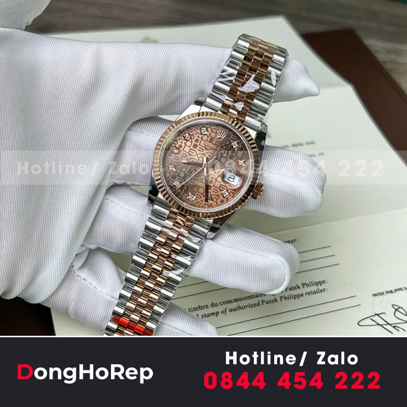 Đồng Hồ Rolex Datejust 126234 Mặt Số Vi Tính Màu Hồng Chế Tác Nhà Máy Clean 36Mm