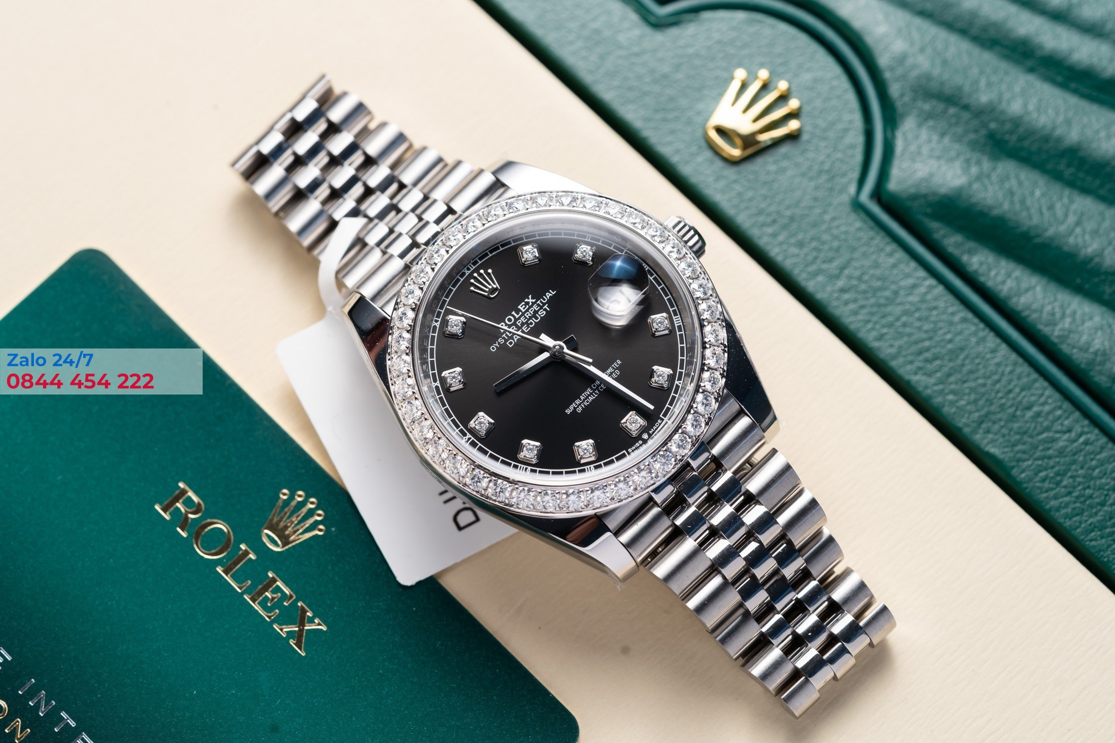 Đồng Hồ Rolex Datejust 36 126284RBR Độ Viền Kim Cương moissanite