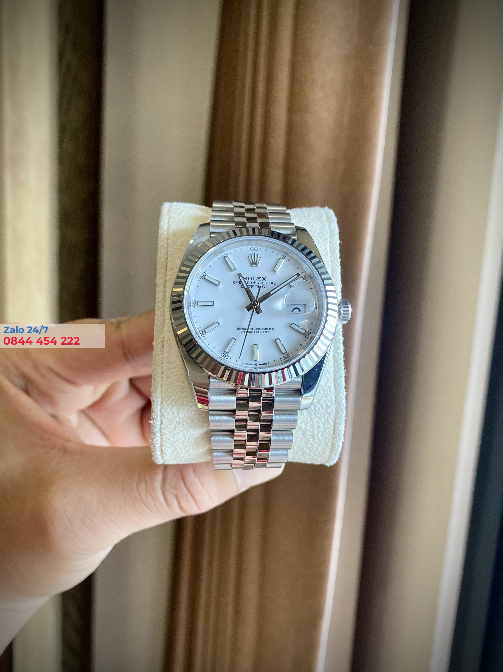Đồng Hồ Rolex Datejust 41 26334 Mặt Số Trắng Cọc Số Dạ Quang