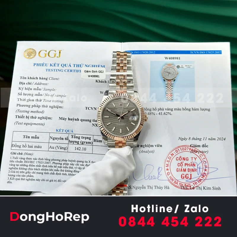 Đồng hồ Rolex Datejust Bọc Vàng Mặt Xám V5 nhà máy GM