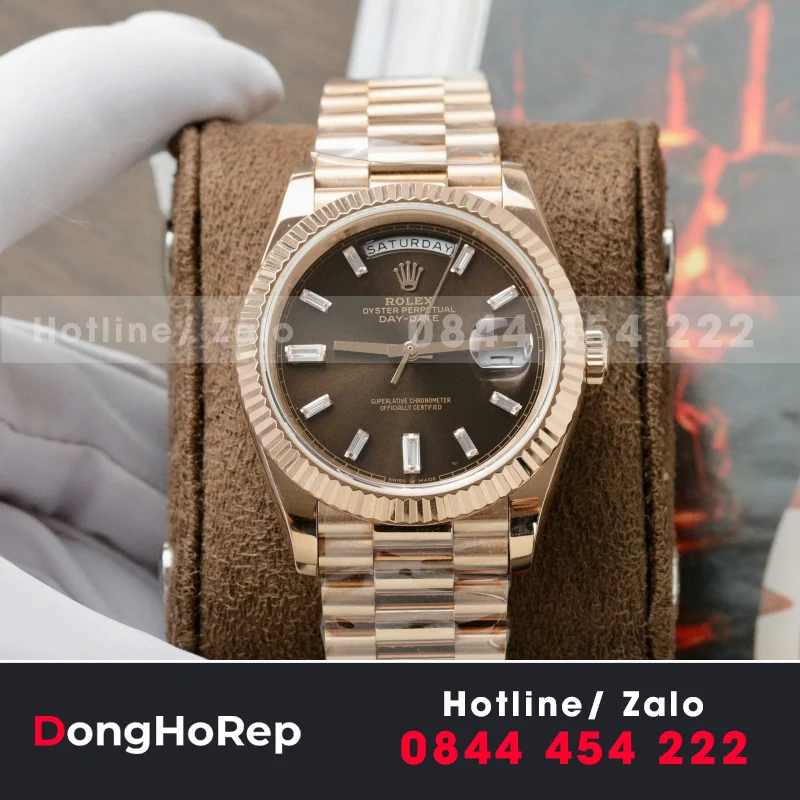 Đồng Hồ Rolex DateJust Chế Tác Đính Moissanite + Bọc Vàng Thật 18K 40mm