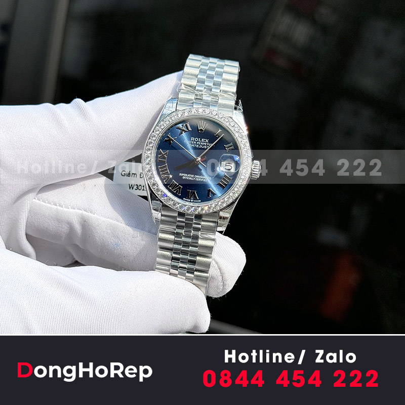 Đồng hồ rolex datejust nữ 31mm mặt xanh cọc số la mã 