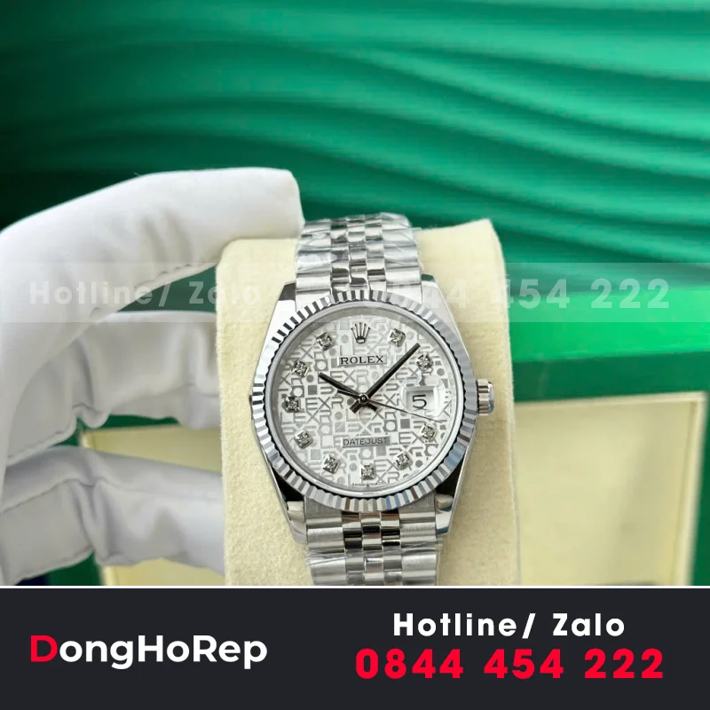 Đồng hồ Rolex Datejust phiên bản mặt số 3D Mặt Trắng