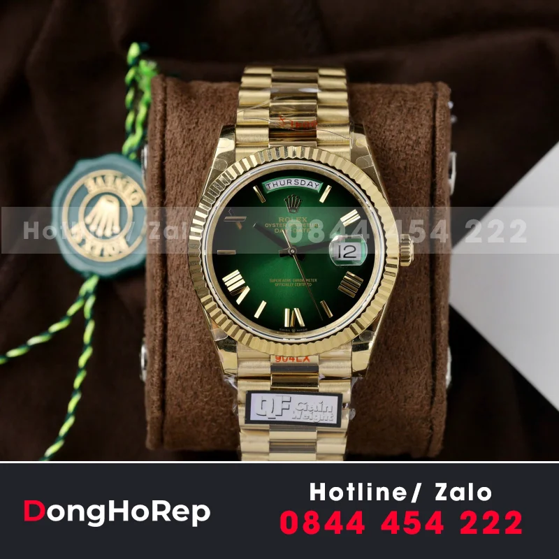Đồng Hồ Rolex Day-Date 128238 Rep 11 Màu Xanh Lá Ombre Trọng Lượng 158gram Nhà Máy QF 36mm