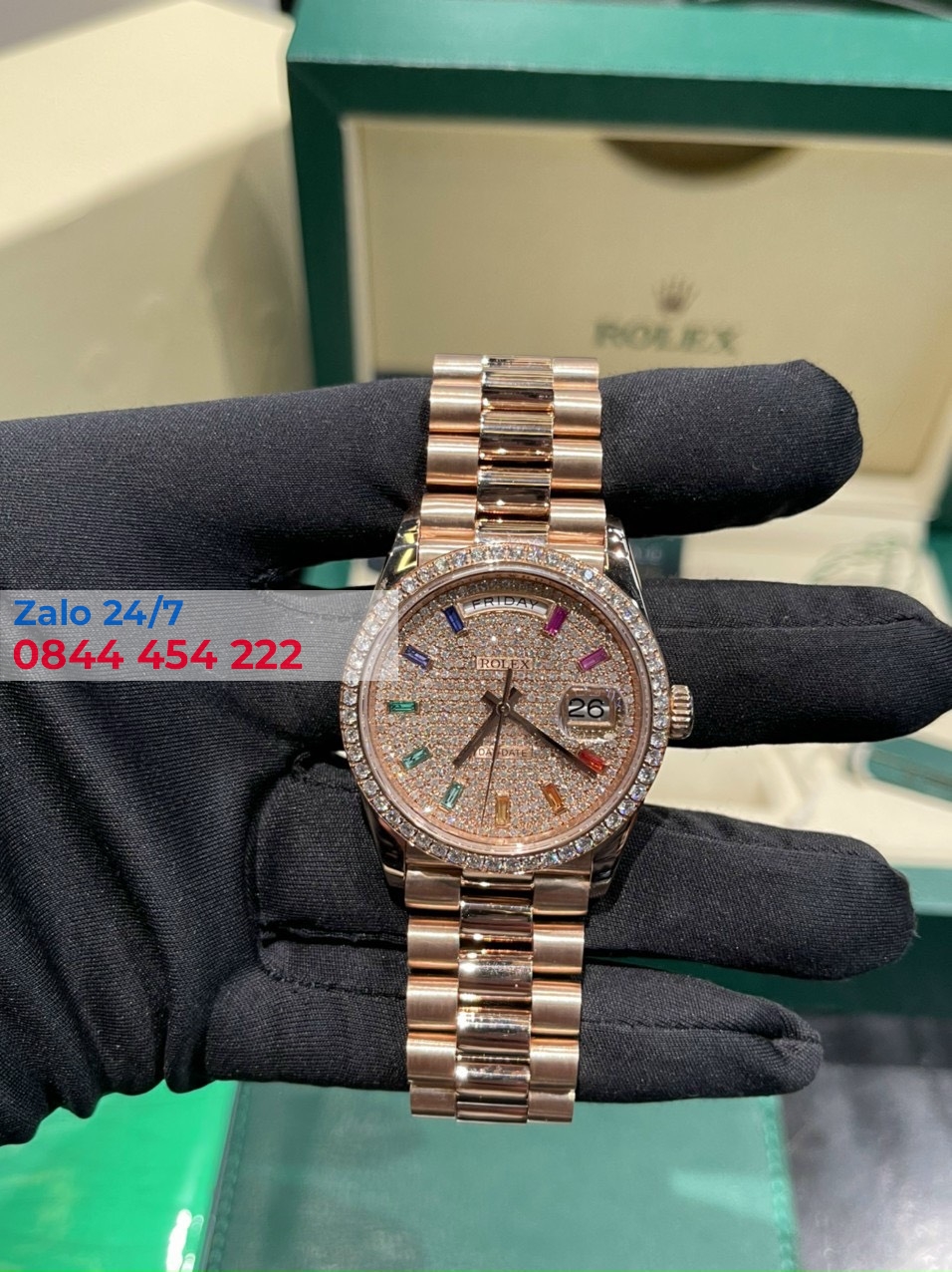Đồng Hồ Rolex Day-Date 40 228348RBR Rose Gold 18k Full Kim Cương