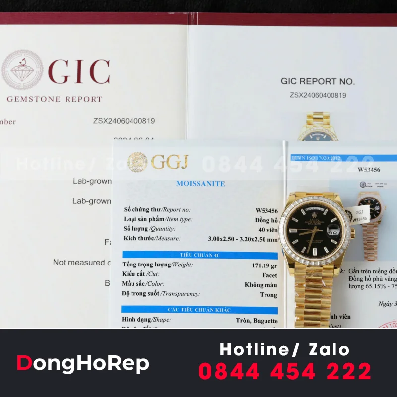 Đồng Hồ Rolex Day-Date Mặt Đen Chế Tác Bọc Vàng Trọng Lượng 175Gram QF 40mm