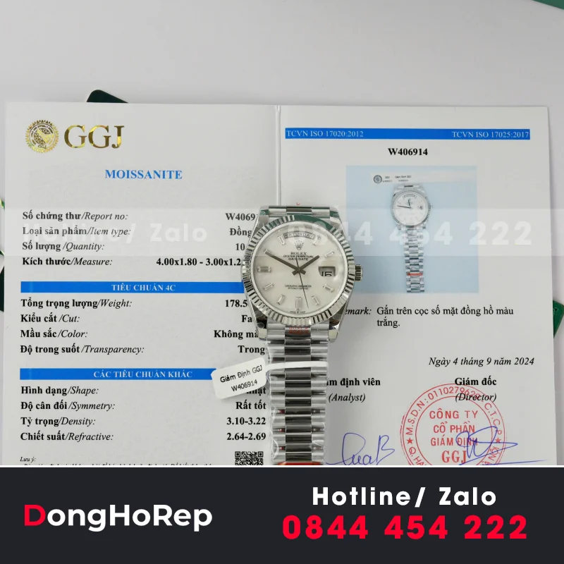 Đồng Hồ Rolex Day-Date Mặt MOP Chế Tác Đính Kim Cương Moissanite 40mm